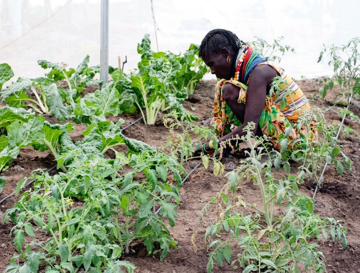 A community member working on a collective garden